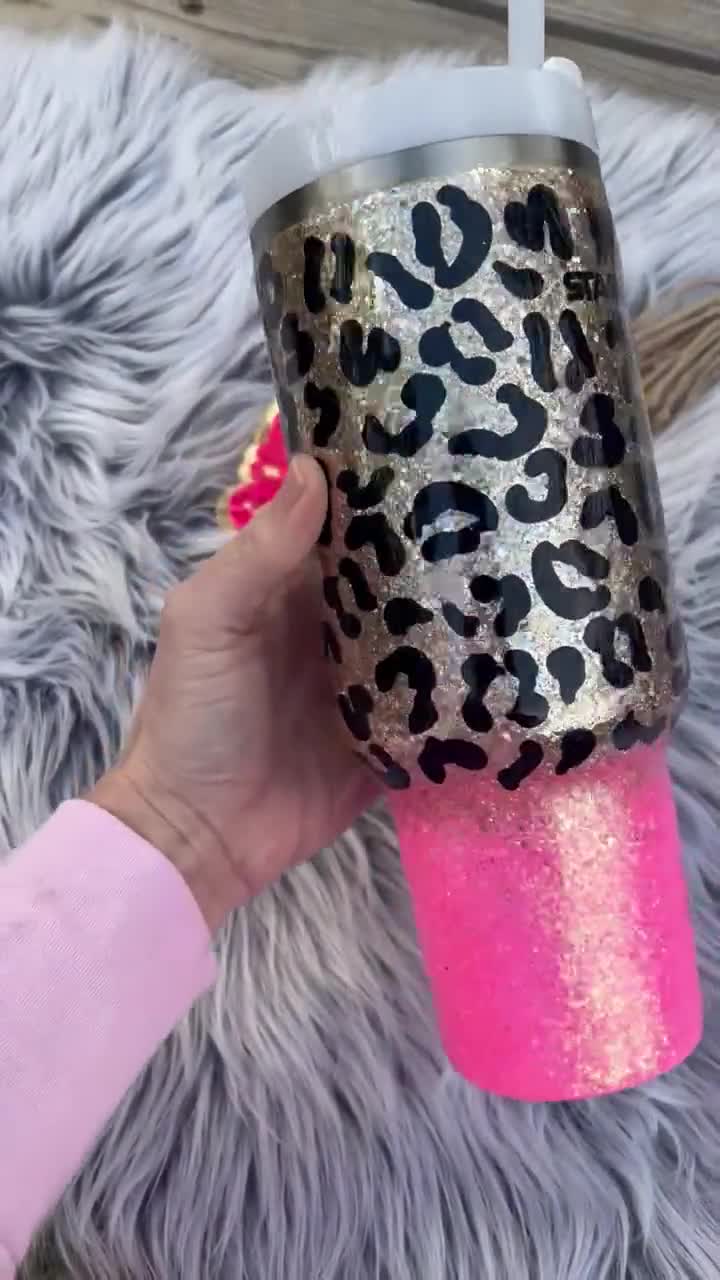 40oz 30oz Leopard HOT PINK GOLD Cheetah Glitter Authentic
