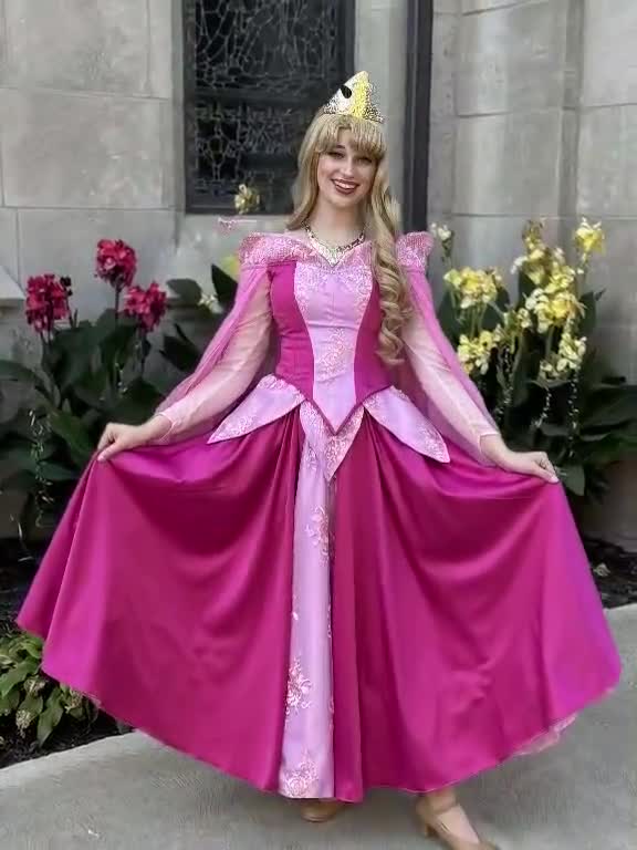 ディズニープリンセスのオーロラ姫のコスプレドレス（ピンク）オーダー