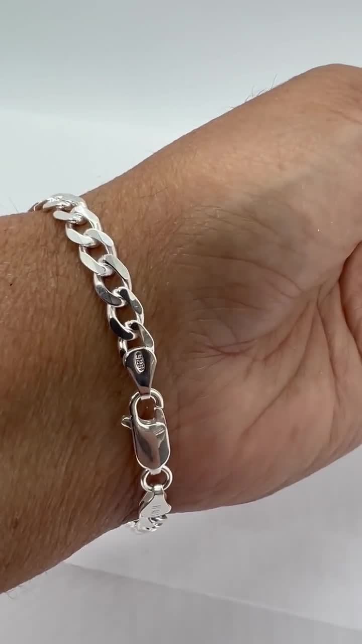 silver cross ID bracelet chain 刻印 925 Sterling Silver Cross ID Bracelet Men's Women's Engravable 7