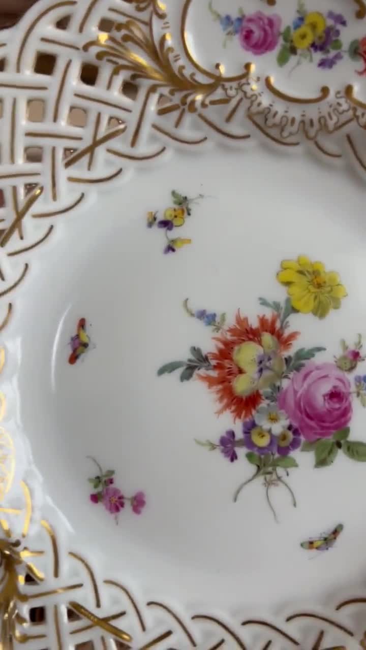 Meissen×3 プレート　りかるめ様 Meissen (マイセン) プレート 三つ花 20cm 金縁 ベーシックフラワー
