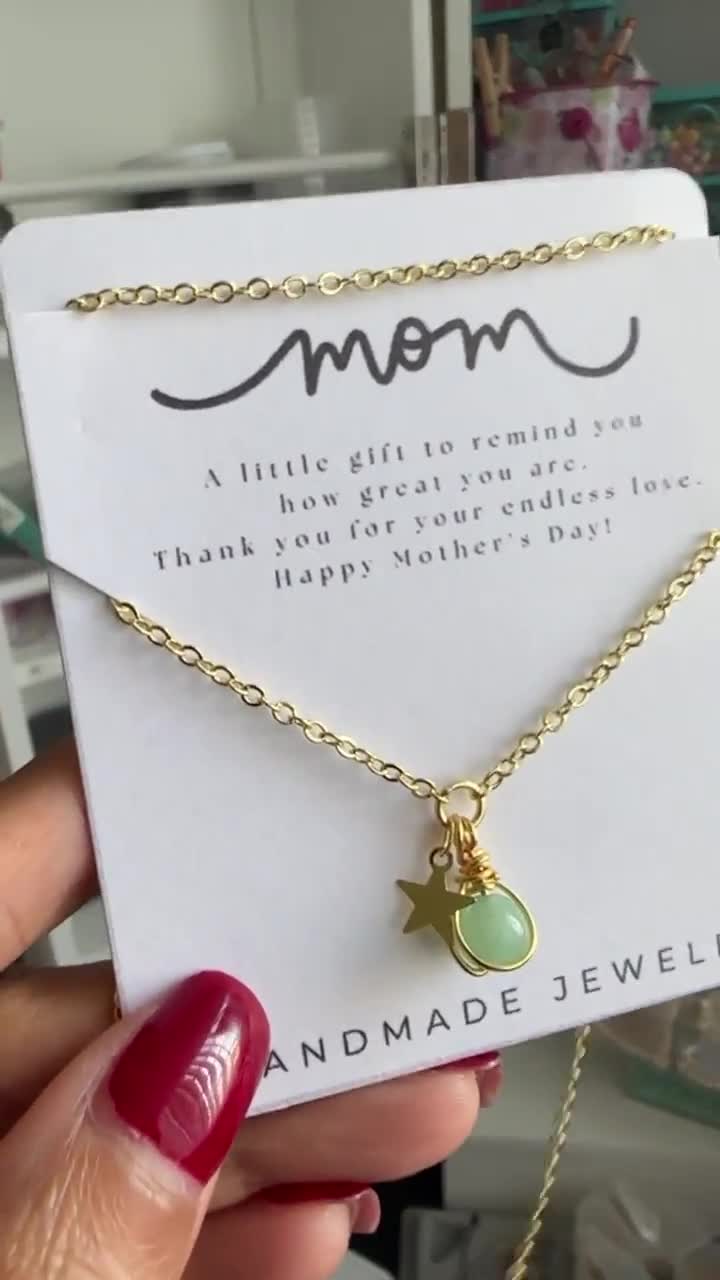 Collana con iniziale e pietra portafortuna, collana con nome, gioiello personalizzato con iniziale, argento sterling 925, placcato oro 14 carati, regalo per la festa della mamma - Italia