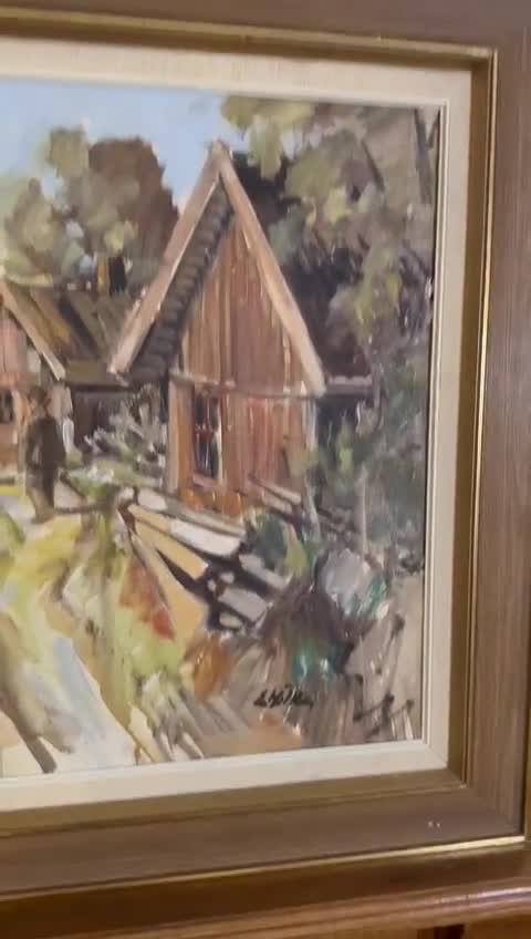 ミッドセンチュリーのオリジナルスウェーデン製キャンバス油絵