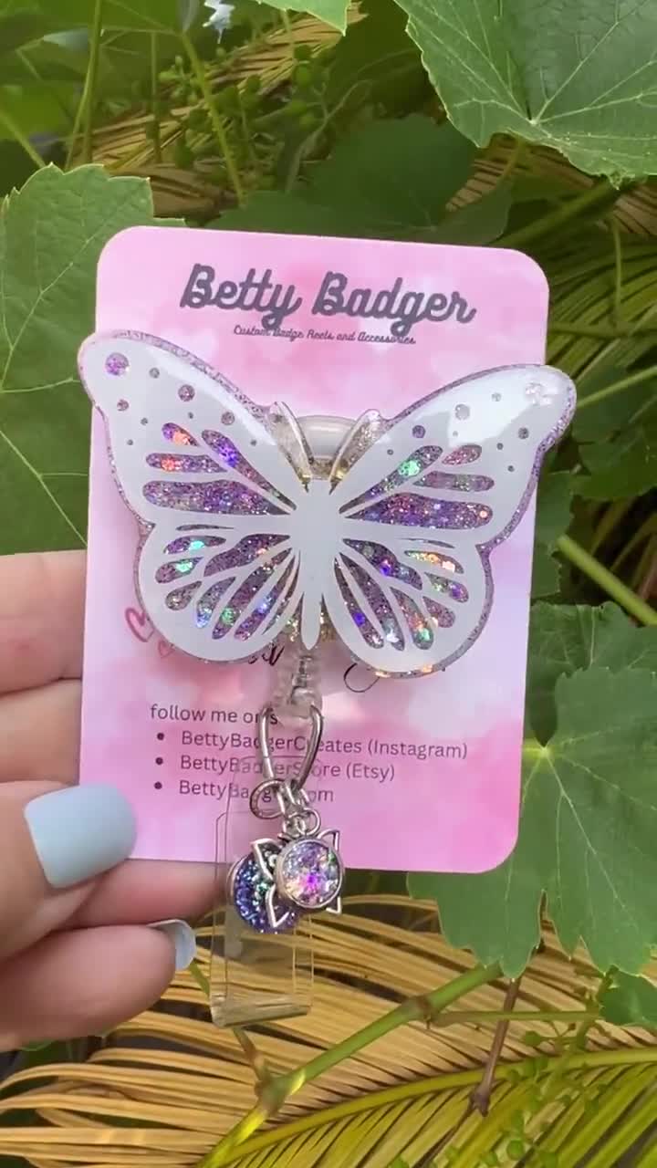 Butterfly Badge Reel, Purple Butterfly Badge Reel, Badge Reel for Nurses,  Badge Reel for Medical Professions, Teacher Badge Reel, 