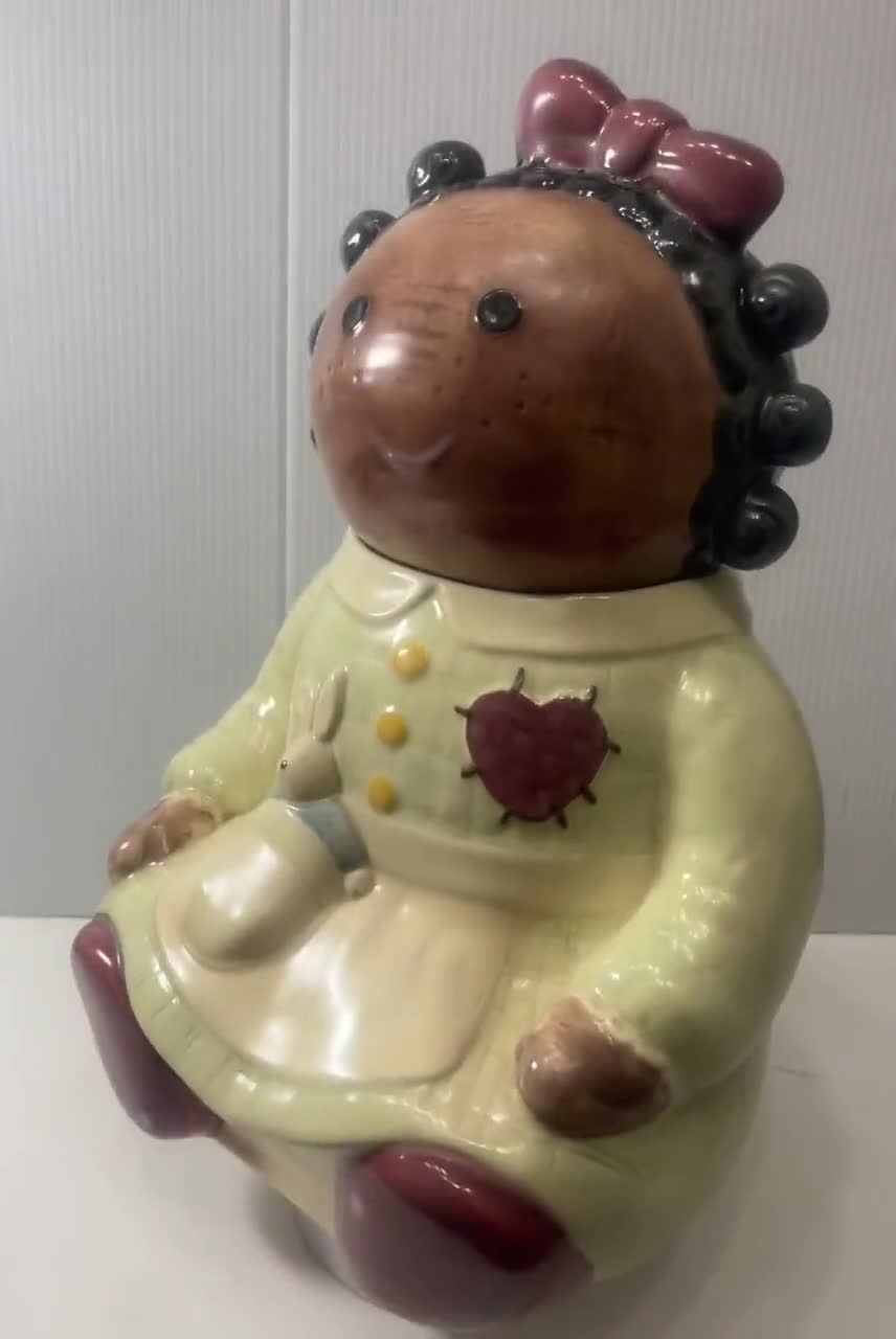 Treasure Craft Cookie Jar Black Rag Doll 14