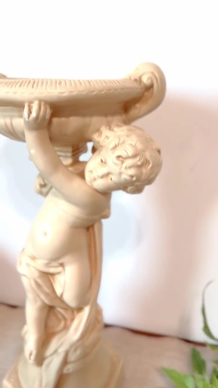 Vintage 1940s Alexander Backer Chalkware Cherub Statue 11.75
