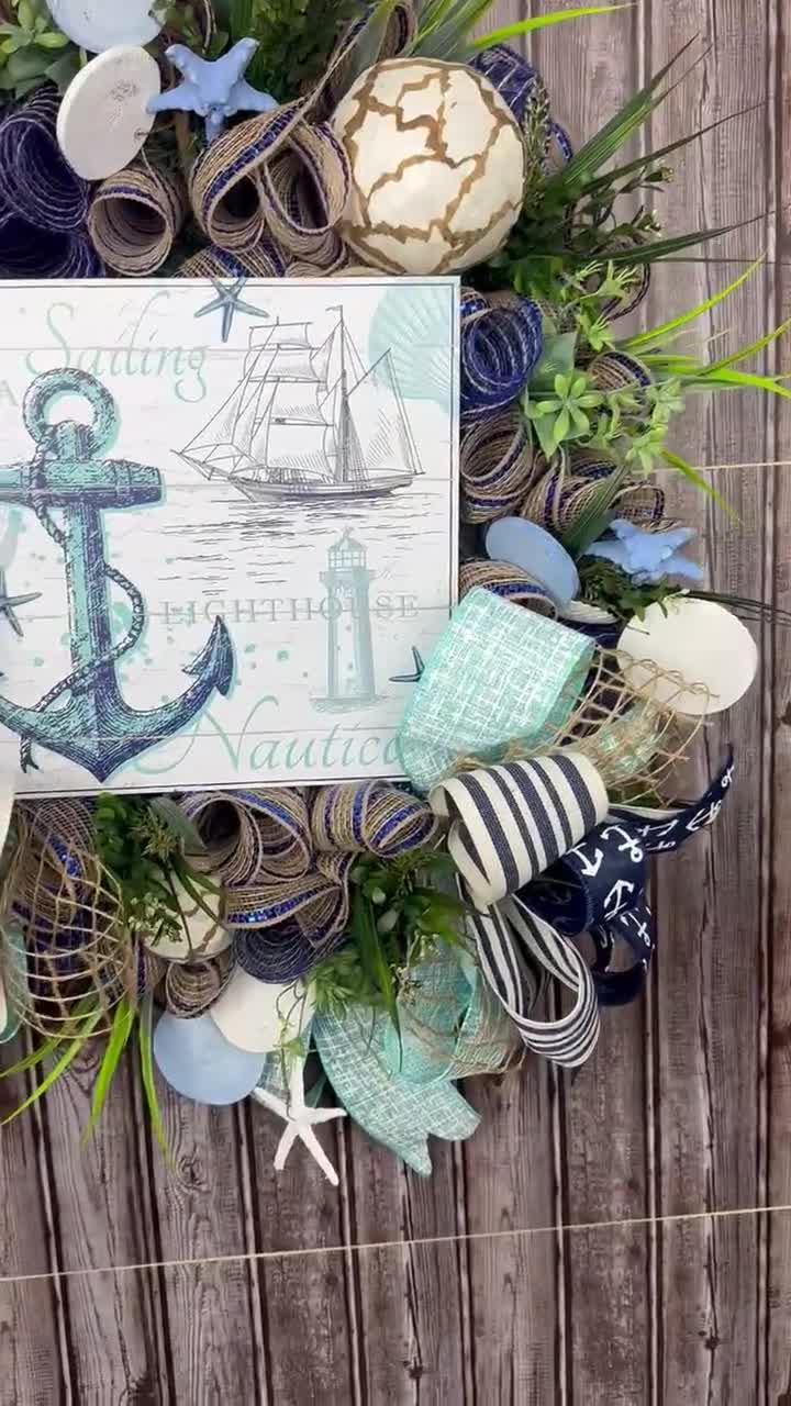 Nautical Anchor Wreath, Coastal Door Decor, Beach Theme