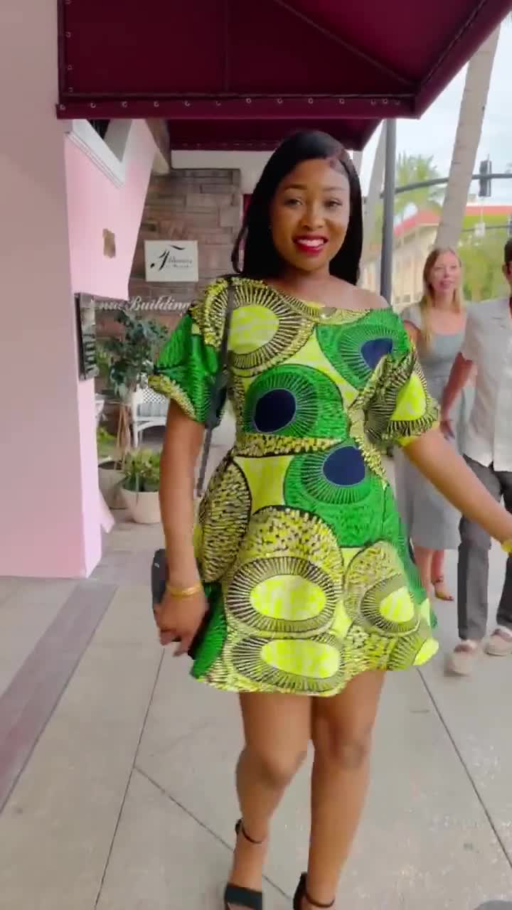 African Print Mini Dress: Ankara Flare, Trendy Short Dress African Print Mini Dress: Ankara Flare, Trendy Short Dress