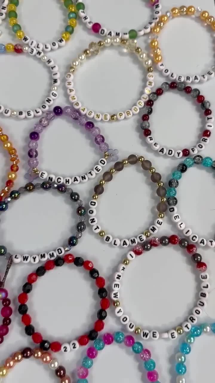  Friendship Bracelets Making Kit Album Bead Mix for DIY The ERAS  Bracelets Mixed Glass and Alphabet Beads Kit for DIY Concert Letter Beads  Elastic Friendship Bracelet Fans (Albums Version) : Toys