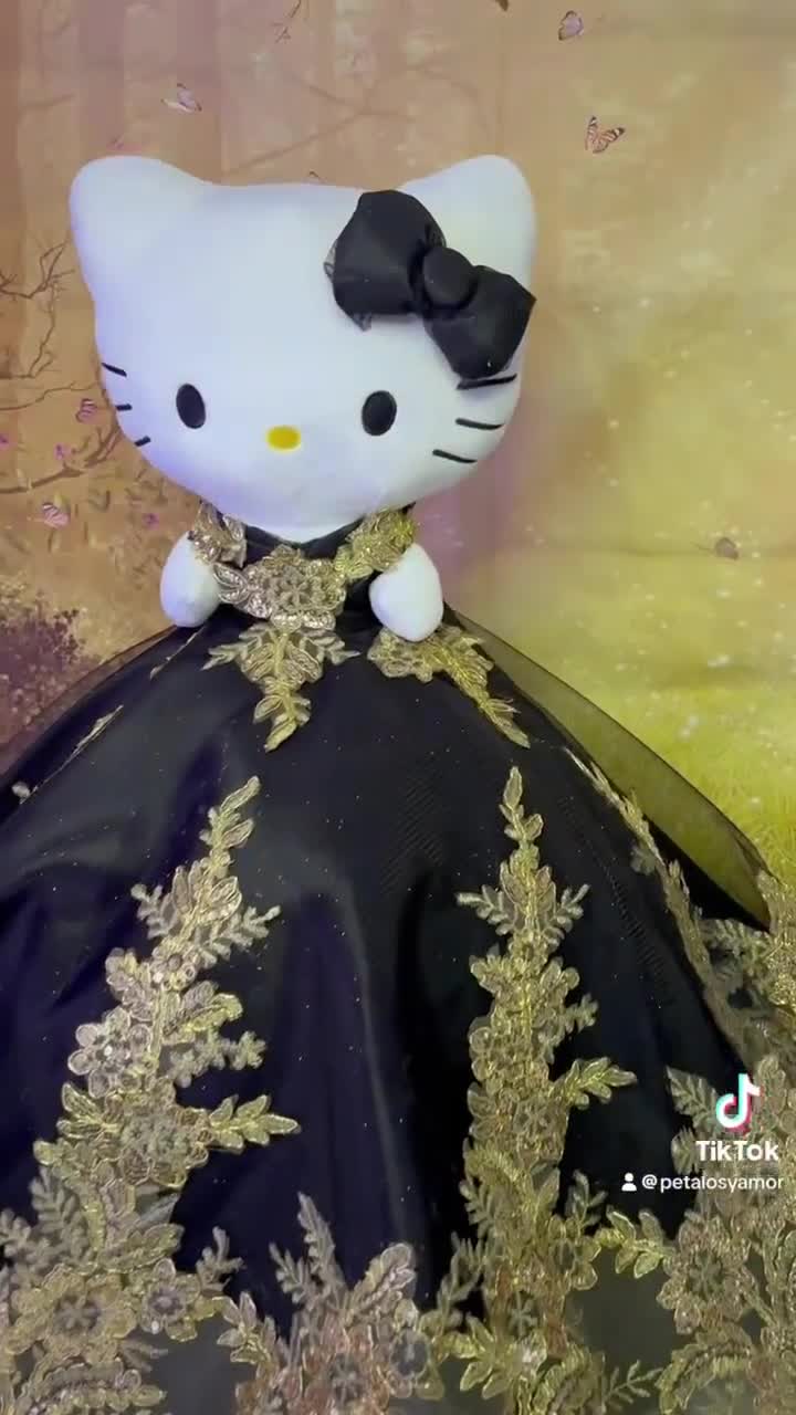 black hello kitty dress Japan Sanrio Style Up Mascot - Hello Kitty : Black Angel Grey In Black Dress Monochrome