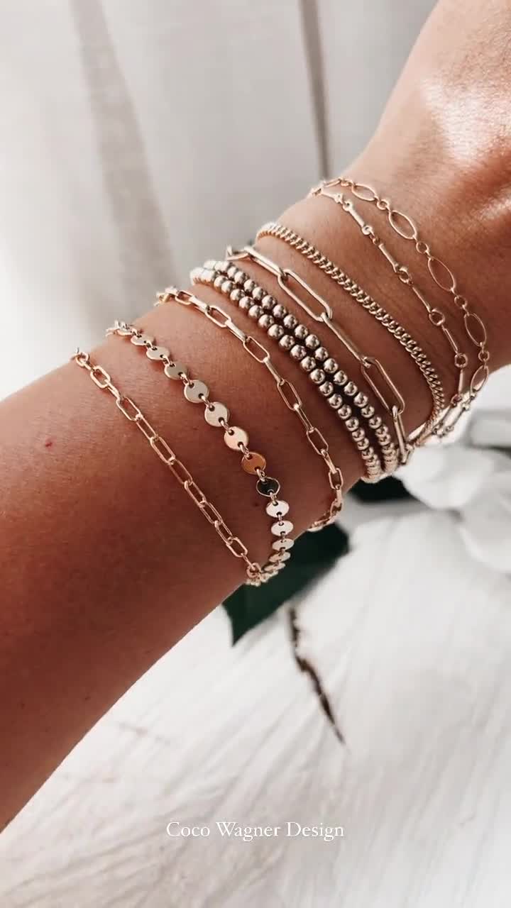 gold chain bracelet layers stacked – Clutch Jewelry