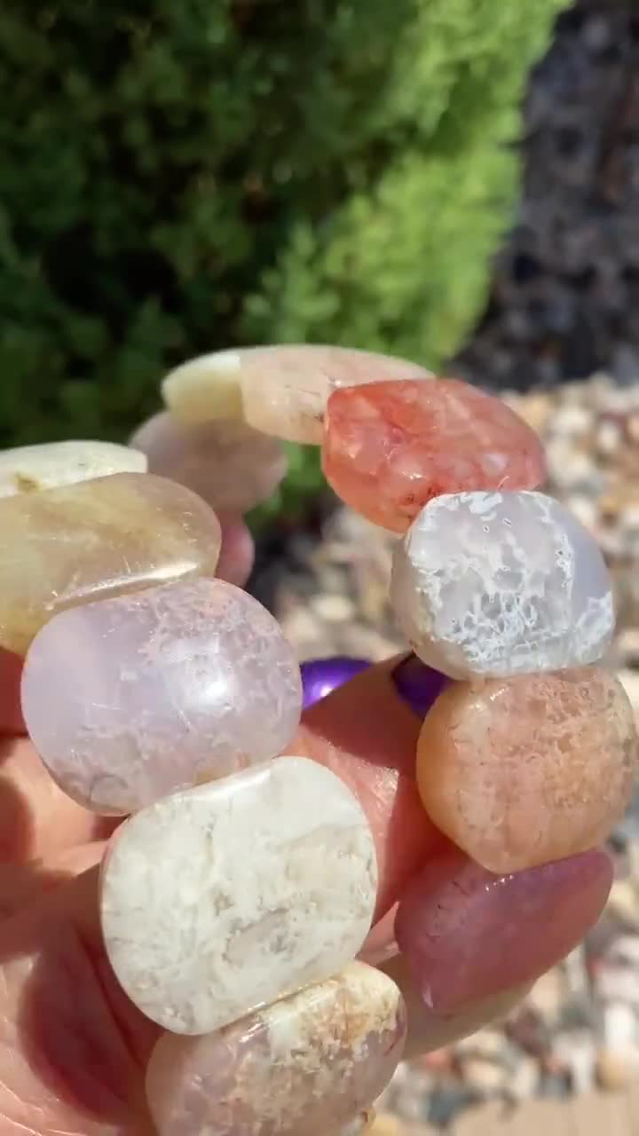 モスアゲートバングル モスアゲート 2つ穴レクタングルカット12×8×6mm バングル