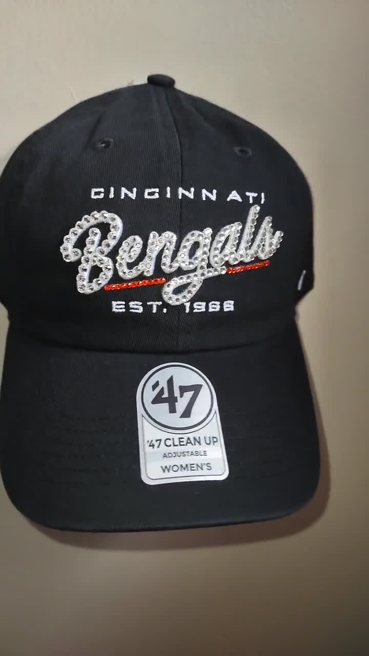 Bling Crystal Cincinnati Bengals Adjustable White Hat NFL 