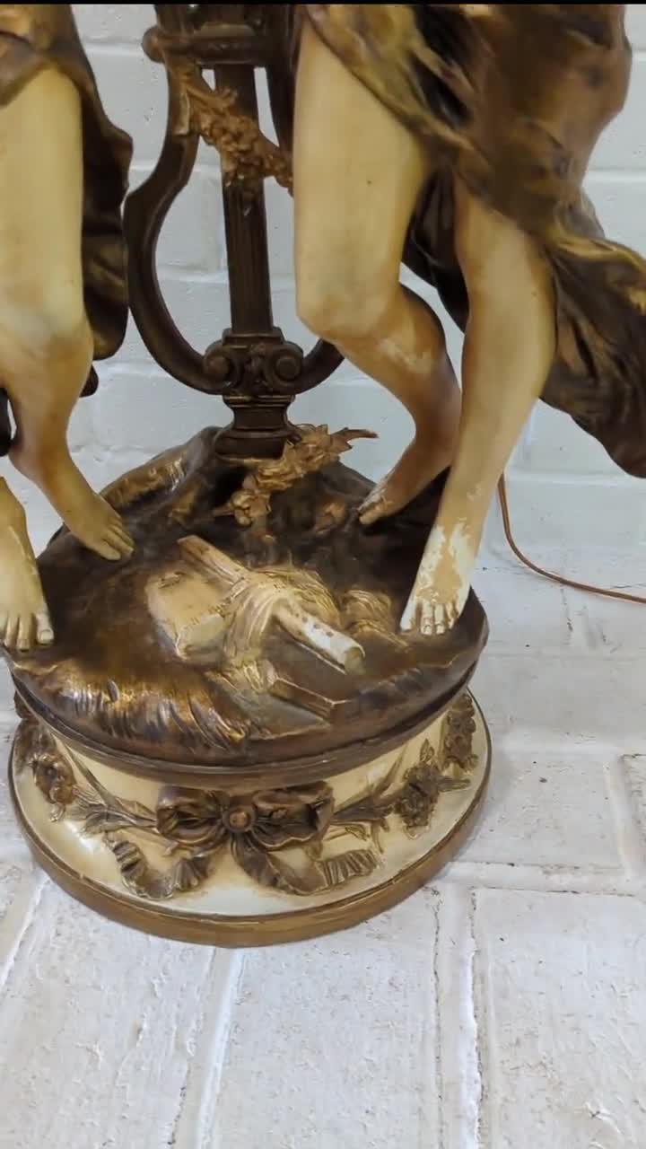 Vintage Moreau Collection Francaise Lamp // French Spelter Figural