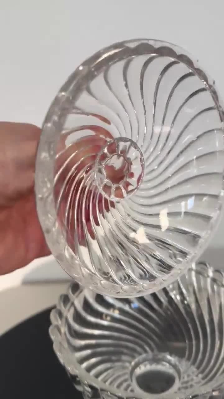 Vintage Marked BACCARAT Depose France Crystal Swirl Two Piece