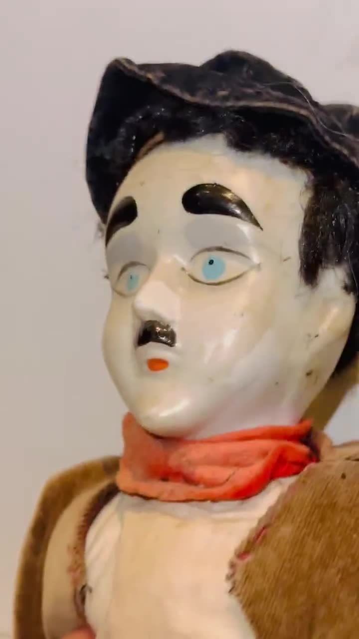 ヴィンテージ チャーリー・チャップリン人形 手描き磁器人形 16インチ