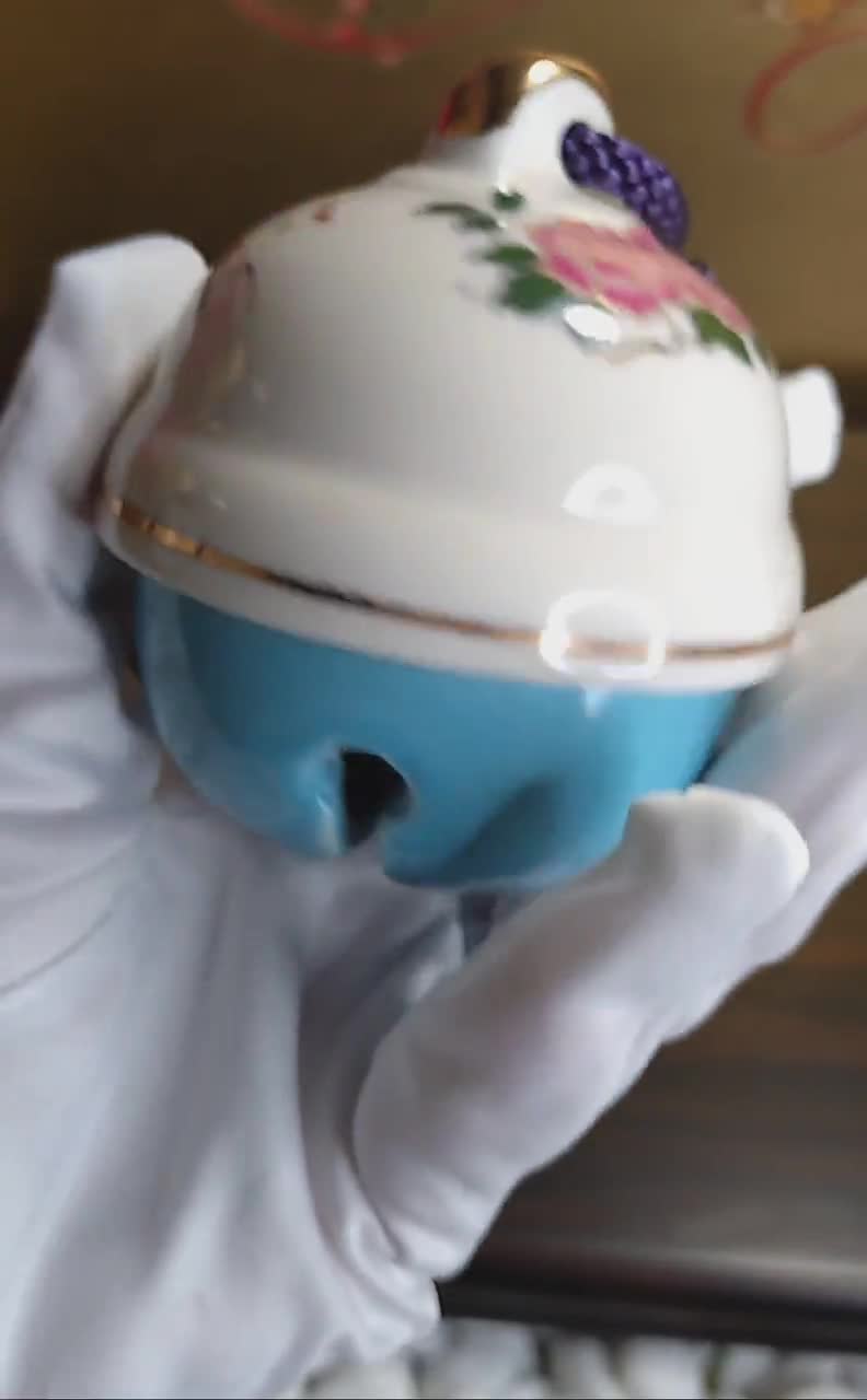 ヴィンテージ 九谷焼 陶器ベル | 手描き花柄 | 日本の伝統工芸