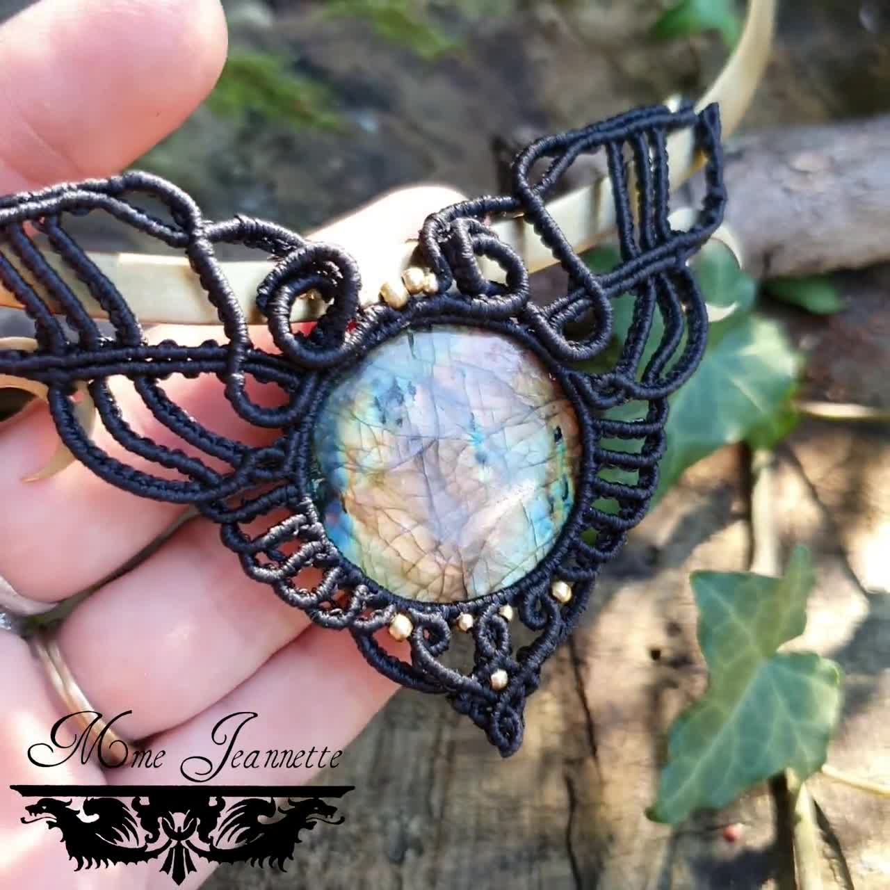 Collana Plastron Labradorite Multicolore e Torque Brass Collana Boho,  Etnico, Fusion, Stile Pagano -  Italia