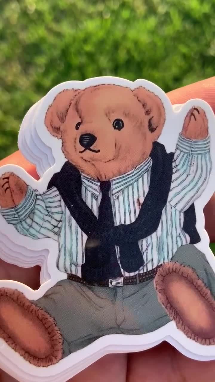 1 Teddy Bear Baby Bear Sticker: Preppy Party Decoration (2 3/4