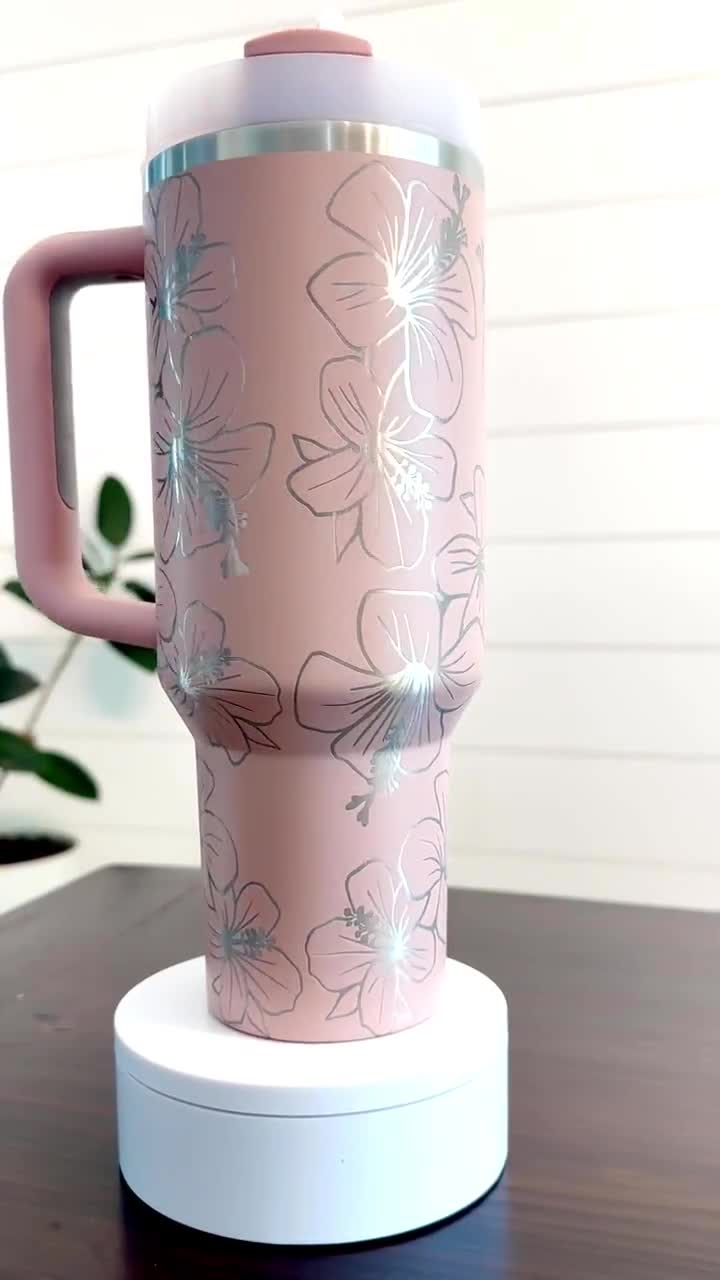 40 Oz. Laser Engraved Hibiscus Stanley Tumbler Quencher - Etsy