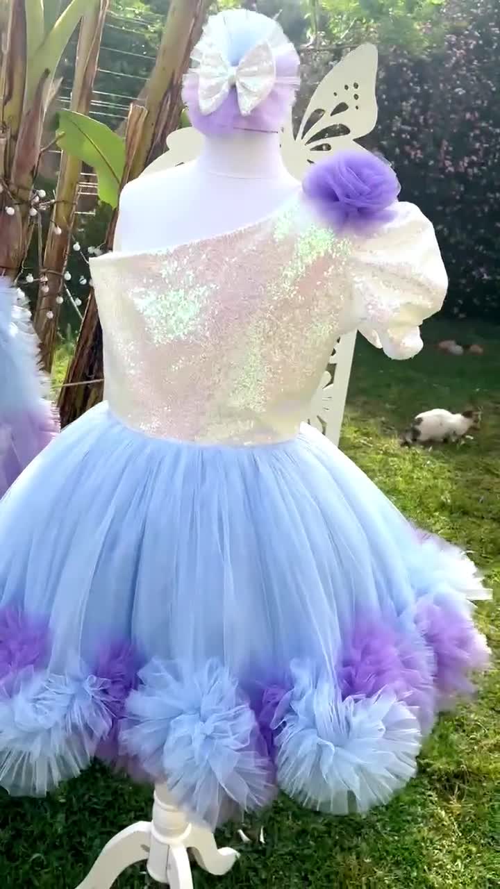 JiAmy Abito da bambina a maniche lunghe con volant, casual, lunghezza