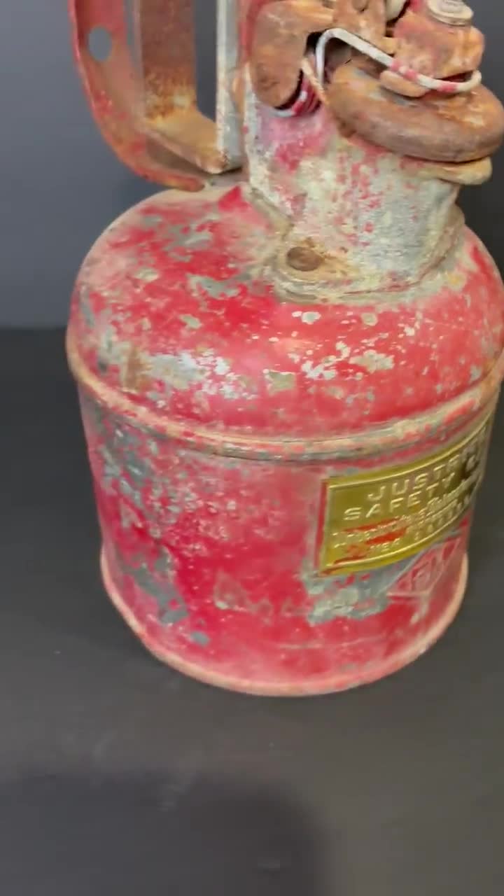 Rare Tiny Vintage Metal Safety Gas Can | Justrite Mfg Co | Made in