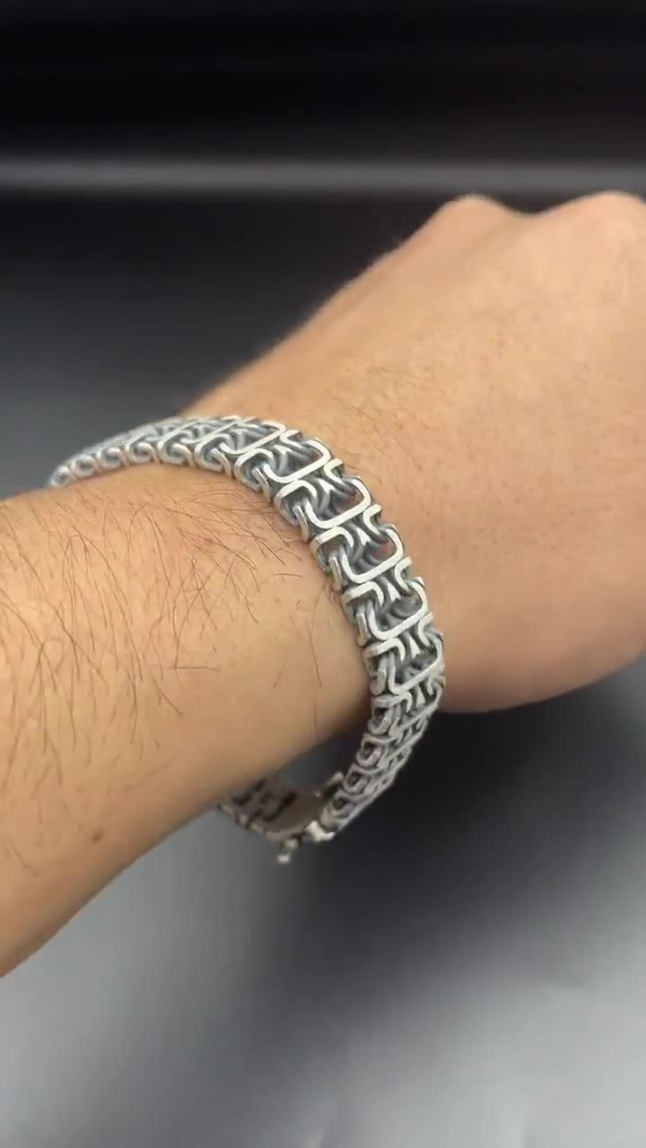 Motorcycle Silver Bracelet, Viking-inspired Sterling Silver Franco