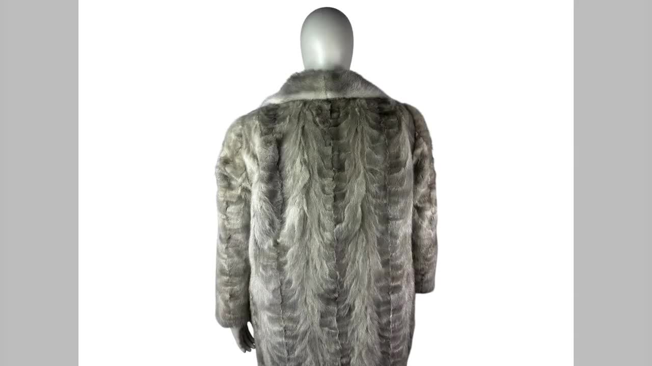 サファイアシルバーミンクコート、プラスサイズ4XL、認定ヴィンテージ