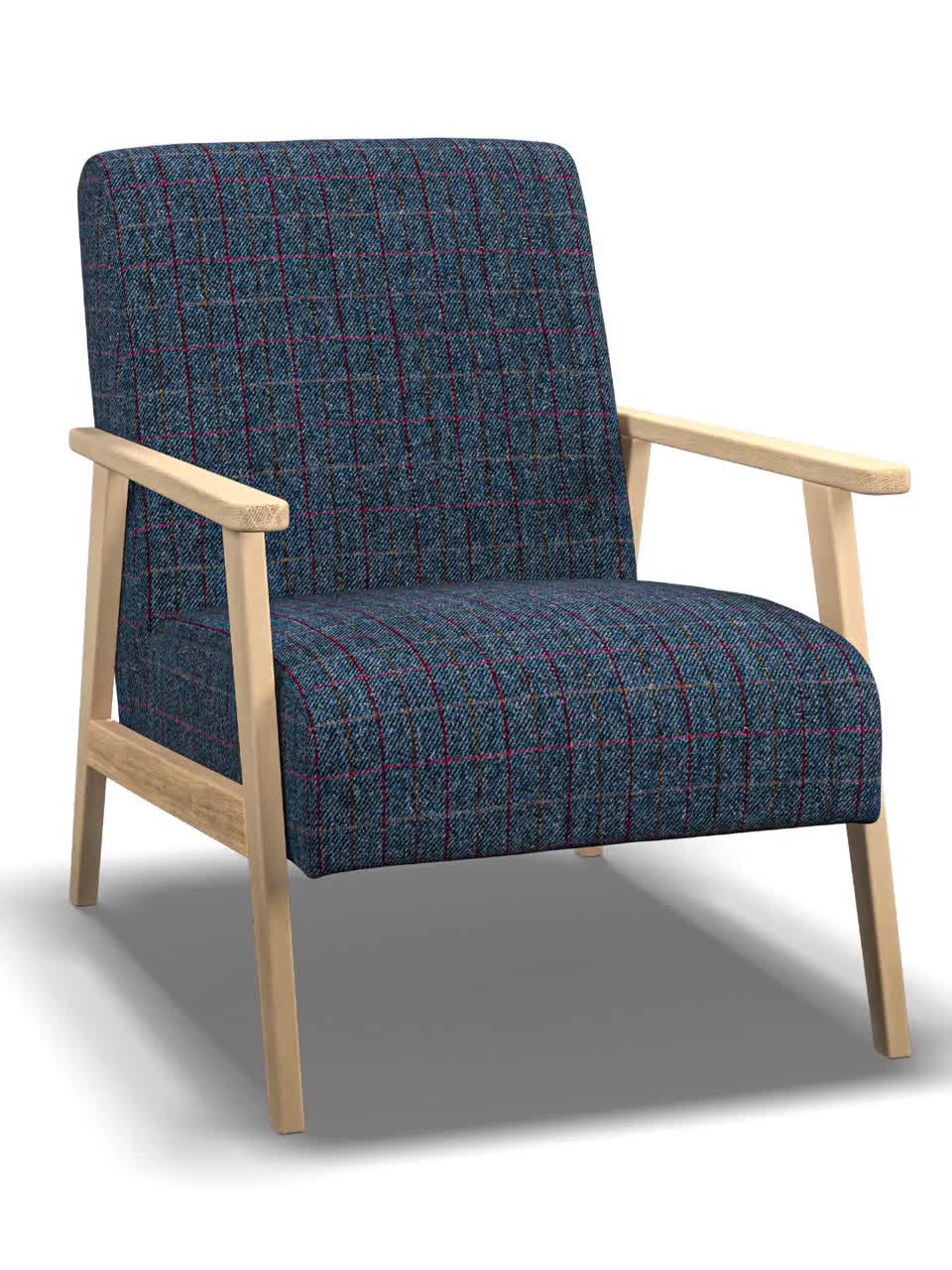 ◇HarrisTweed Side Shellchair2 Silla Hazel Harris Tweed Scandi -Joran, tela Check Carbon con una