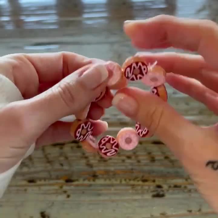 Lampwork Donut Bracelets, Mixed Glass Doughnut Beaded Bracelet - Etsy