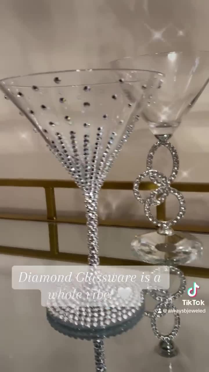 Diamond Studded Martini Glasses - Set of 2, Modern Cocktail Glass,Sparkling  Rhinestone Diamonds Stem…See more Diamond Studded Martini Glasses - Set of