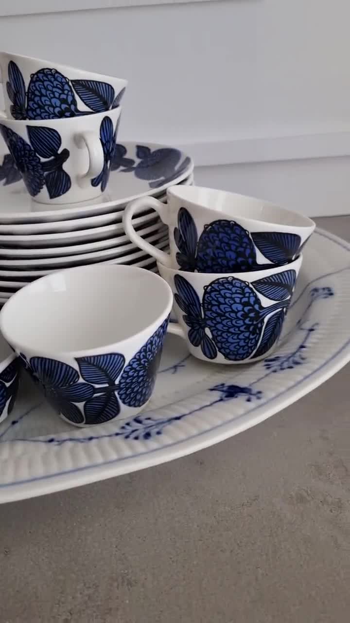 Vintage Gustavsberg Stig Lindberg “bla Aster” Cup & Saucer – 1960s