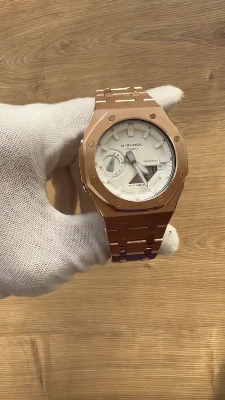 Casio - G-shock GA-2100-7AER Rose Gold and White | Casioak Mod - Etsy