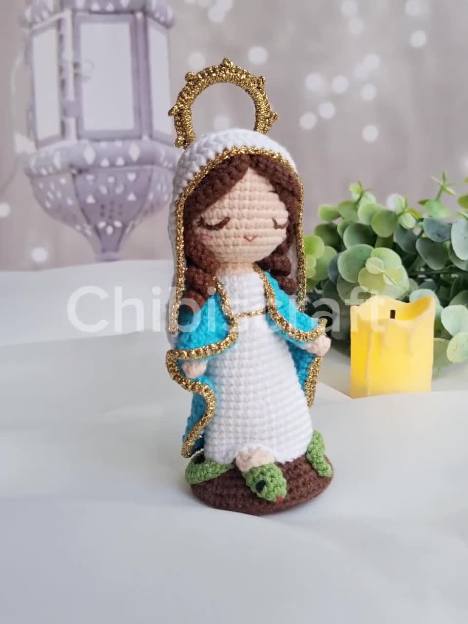 Bundle of Mother Mary With Rosary and Virgin Mary Stands on Snake