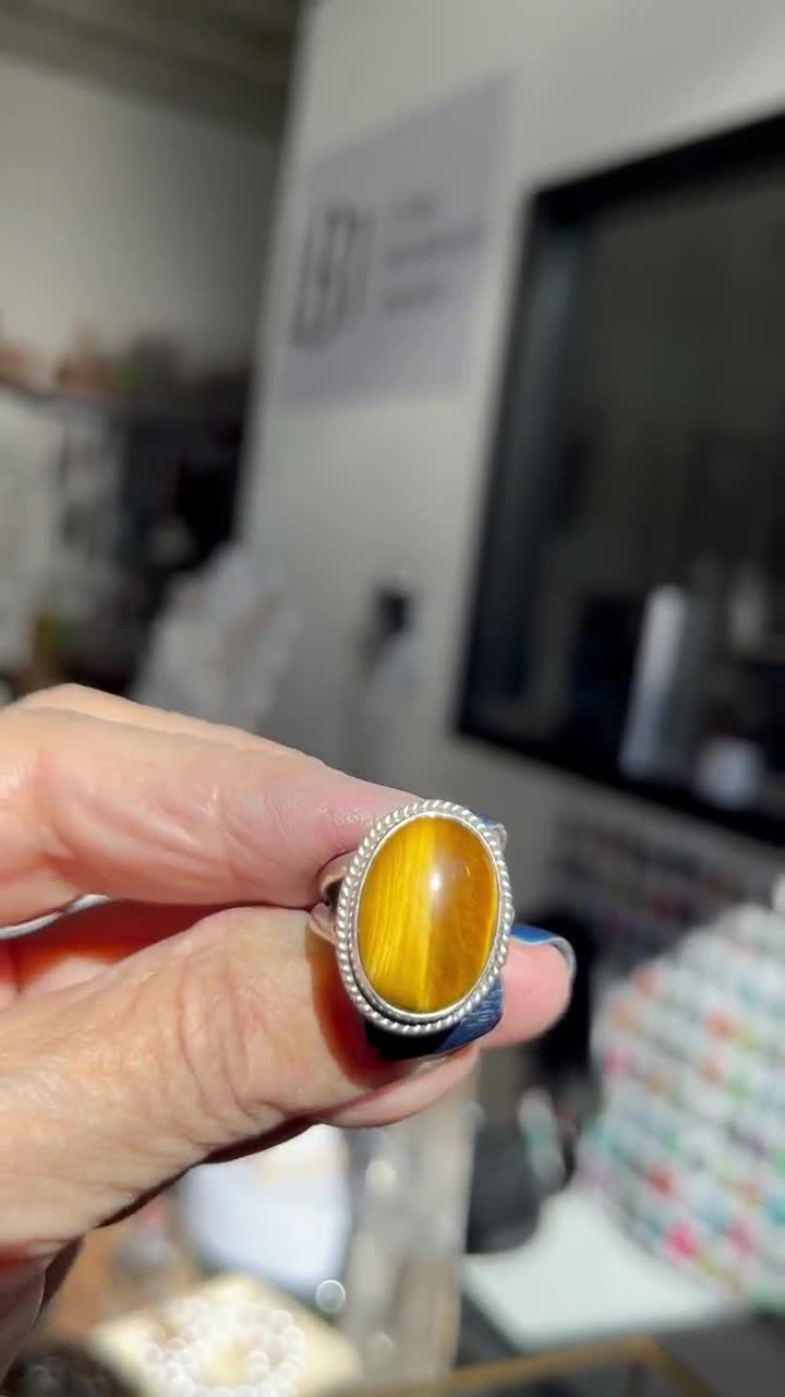 Tigers Eye Boho Ring - Tigers Eye Ring - .925 hotsell Sterling Silver - Silversmith