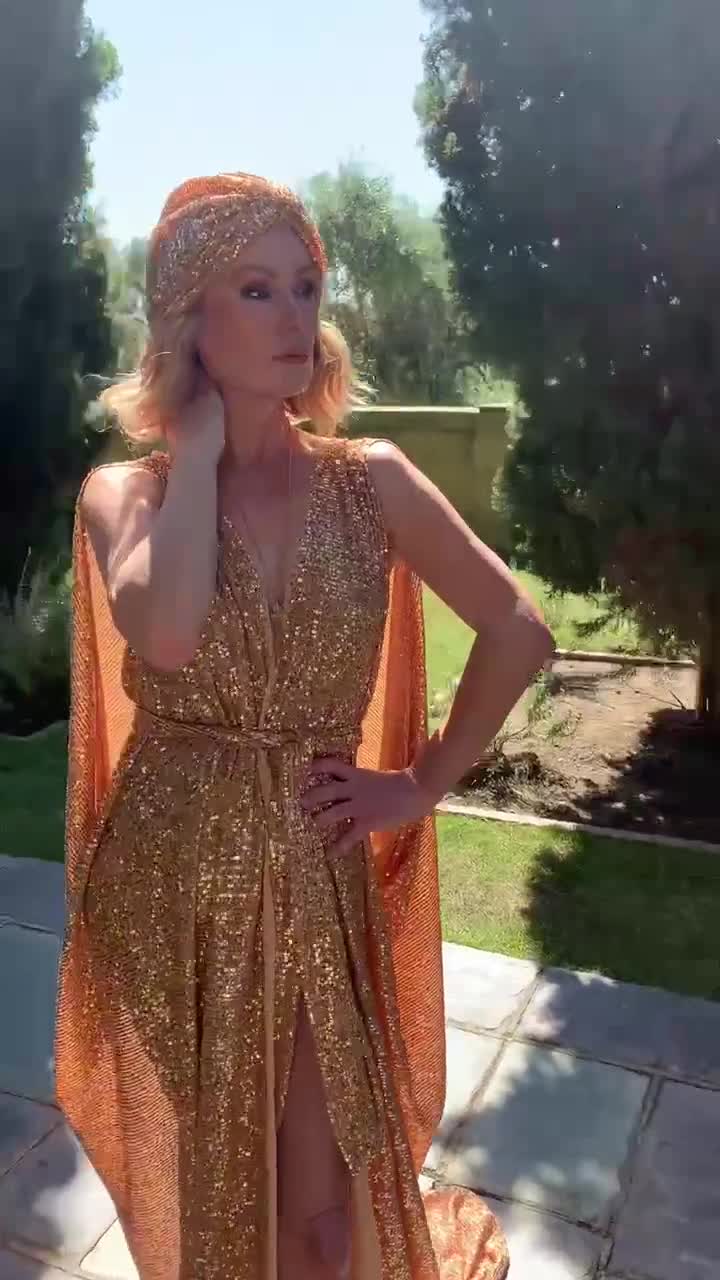 Gorgeous Grecian Goddess Gown-gold micro sequin mesh
