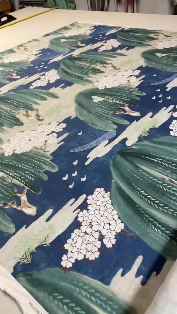 Linnisbrook Lapis Blue and White Floral Drapery Fabric Upholstery Fabric  Large Floral Pattern Fabric by the Yard 