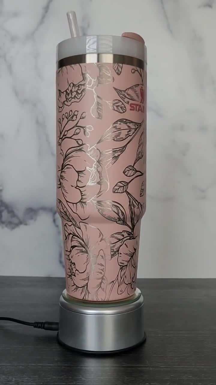Mini Floral Stanley Quenchers 2.0 Peony Floral Full Wrap Engraved