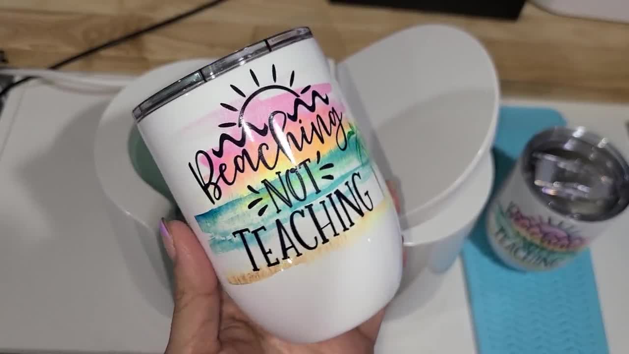 Beachin' Not Teachin - Engraved Wine Tumbler – Script and Grain