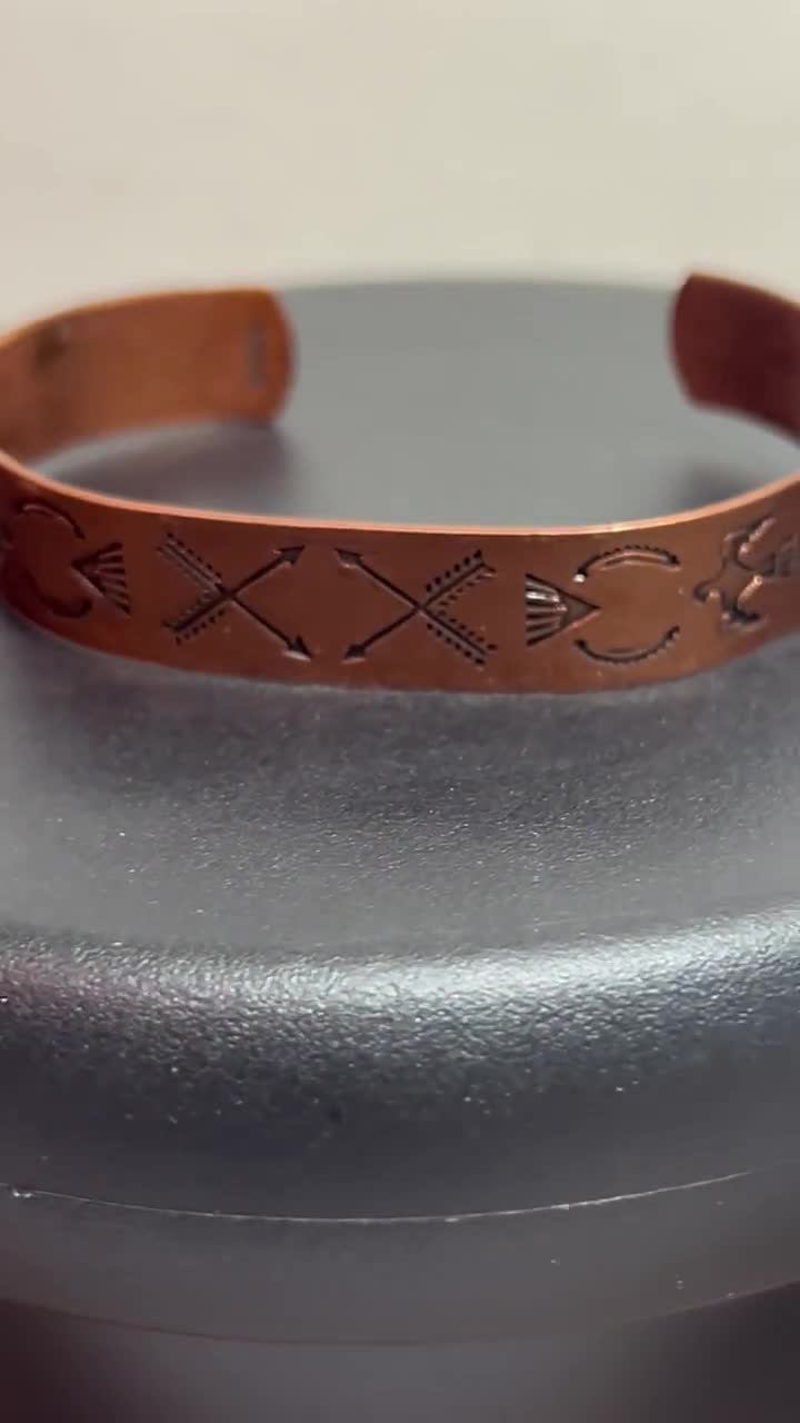 Fred Harvey Era Copper Thunderbird Cuff Bracelet Navajo