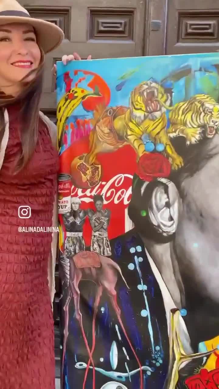 サルバドール・ダリのポップアート肖像画、手作りアクリル画（55 x 55
