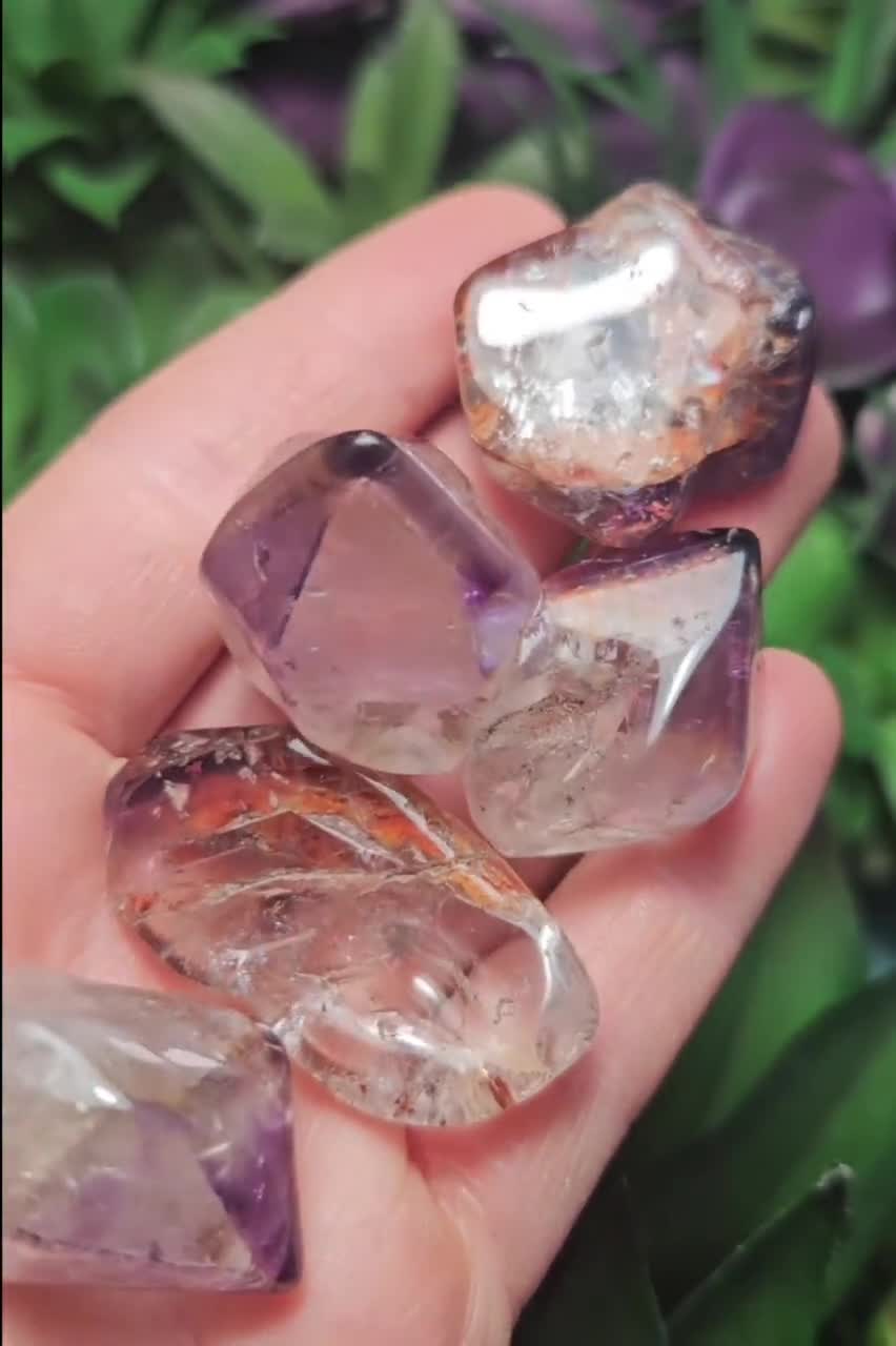 Polished Amethyst Cacoxenite - Melody Stone - Tumbled Stones