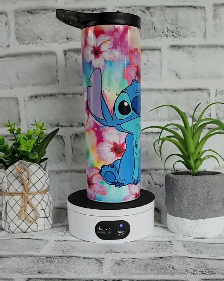 Tumbler/cup. Stitch from Lilo and Stitch design. With hibiscus flowers and very colorful background. 20oz skinny tumbler. video poster