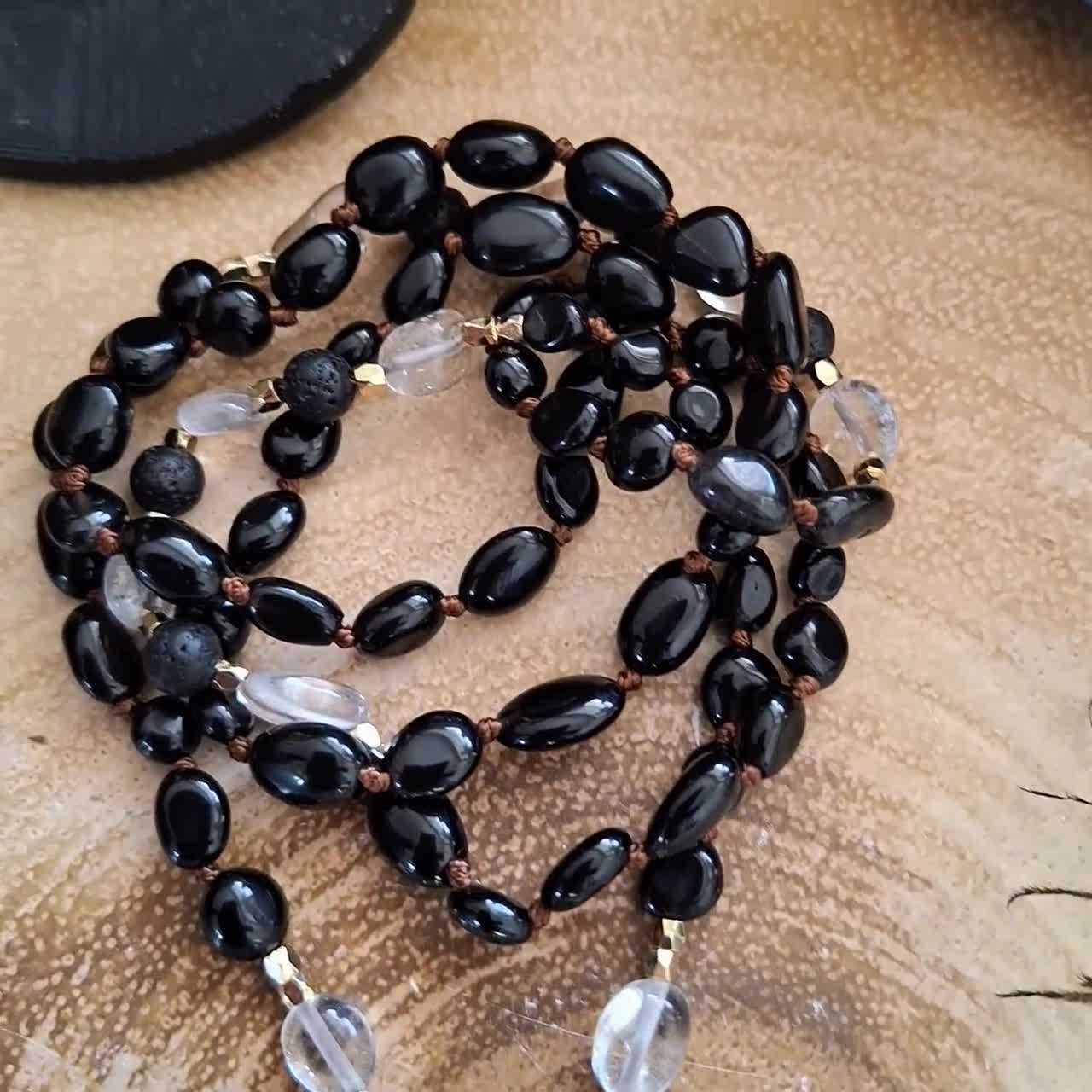 Buy Black Tourmaline and Clear Quartz Necklace Knotted Raw Tourmaline  Pendant Natural Stone Crystal Healing Jewellery Protection Amulet Online in  India 