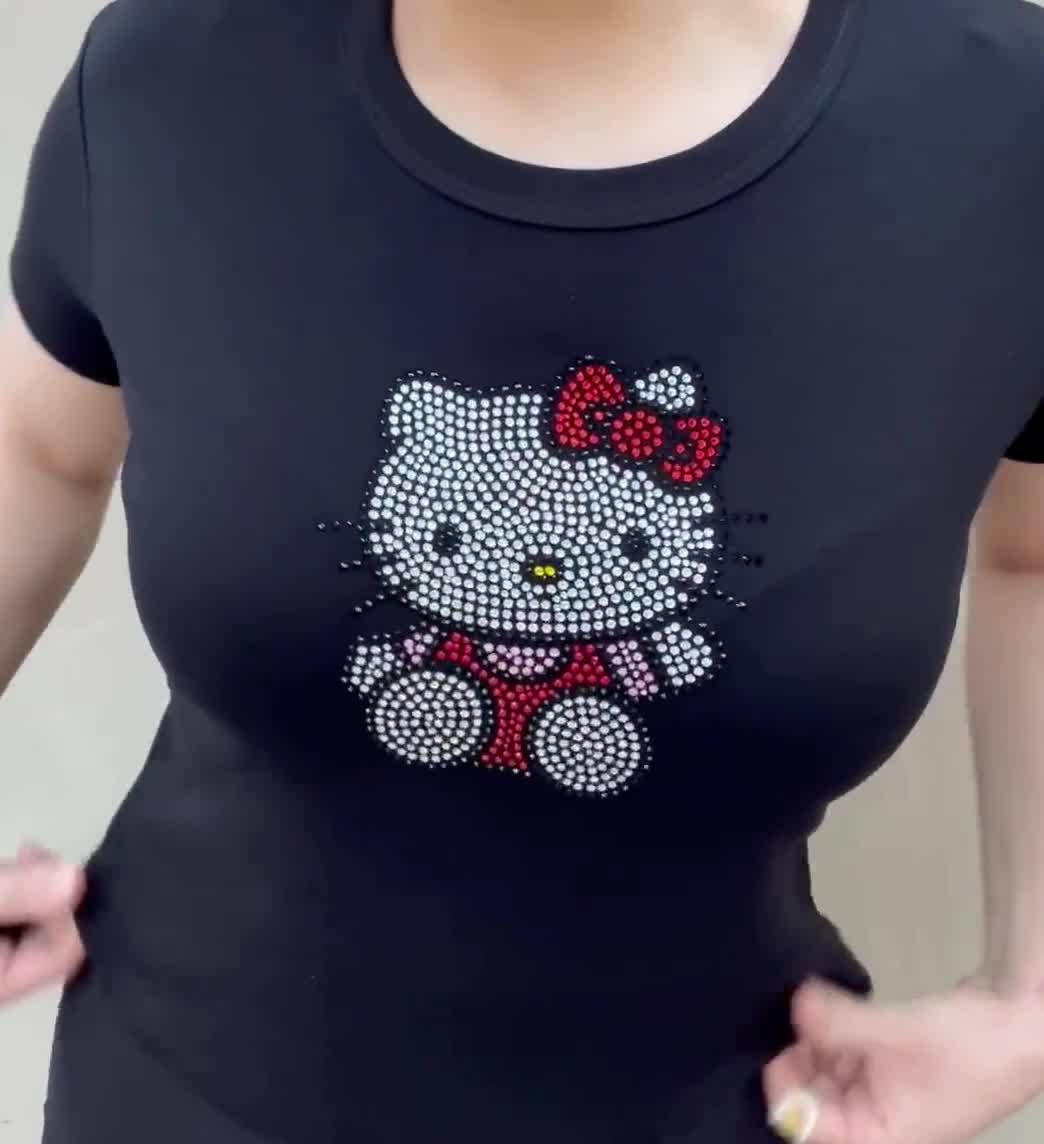 tシャツ ANGEL「HELLO KITTY」 RHINESTONE TEE レディース MORE self LOVE tシャツ ANGEL「HELLO KITTY」 ENCYCLOPEDIA TEE