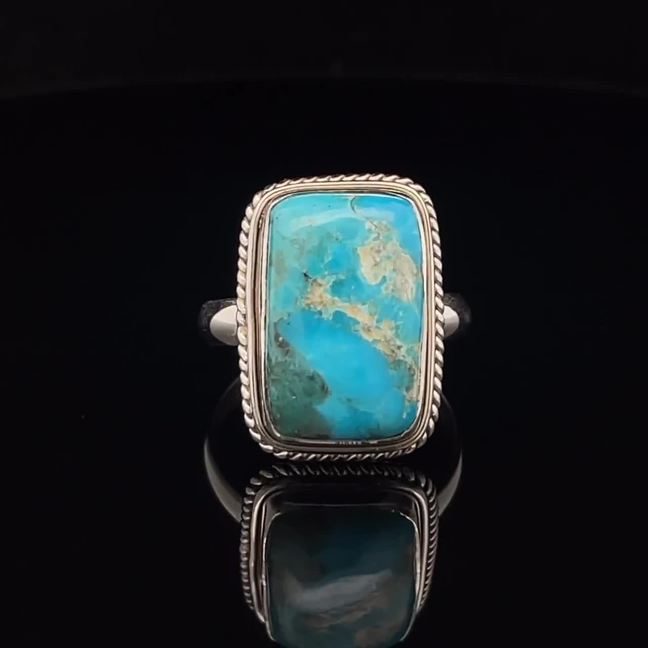 Sterling Silver Kingman Turquoise Ring Size 10 - Etsy