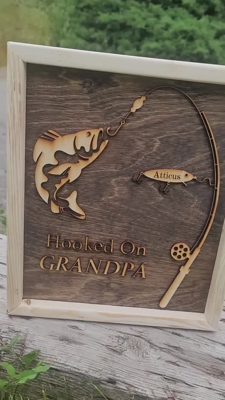 Hooked on Grandpa Fishing Gift for Papa Dad Papaw Dad