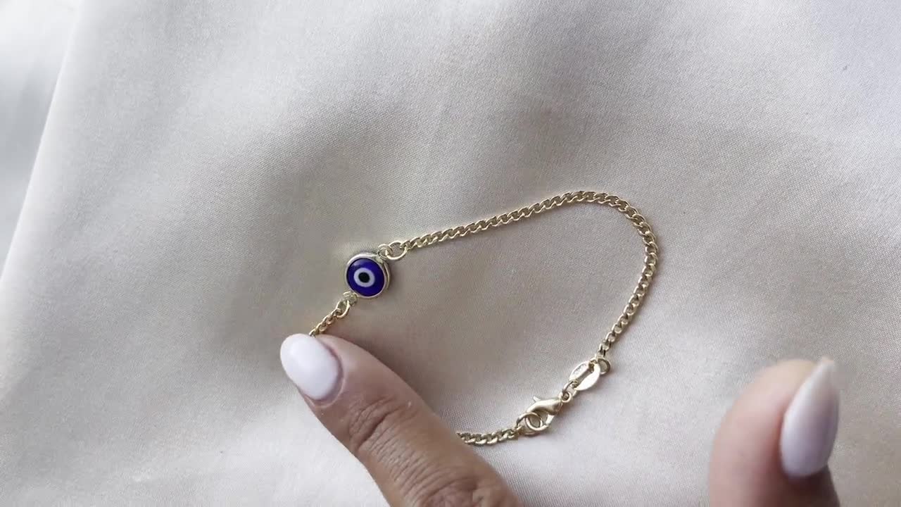 Evil eye bracelet, 18 K Goldfilled Evil Eye bracelet, Figaro Bracelet, Blue  eye Bracelet, Eye Anklet, Lucky Bracelet, Gold curbed Chain