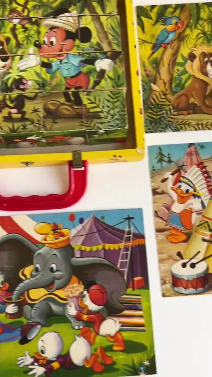 Vintage Walt Disney Mickey Mouse Picture Cubes Puzzle in Case - Etsy