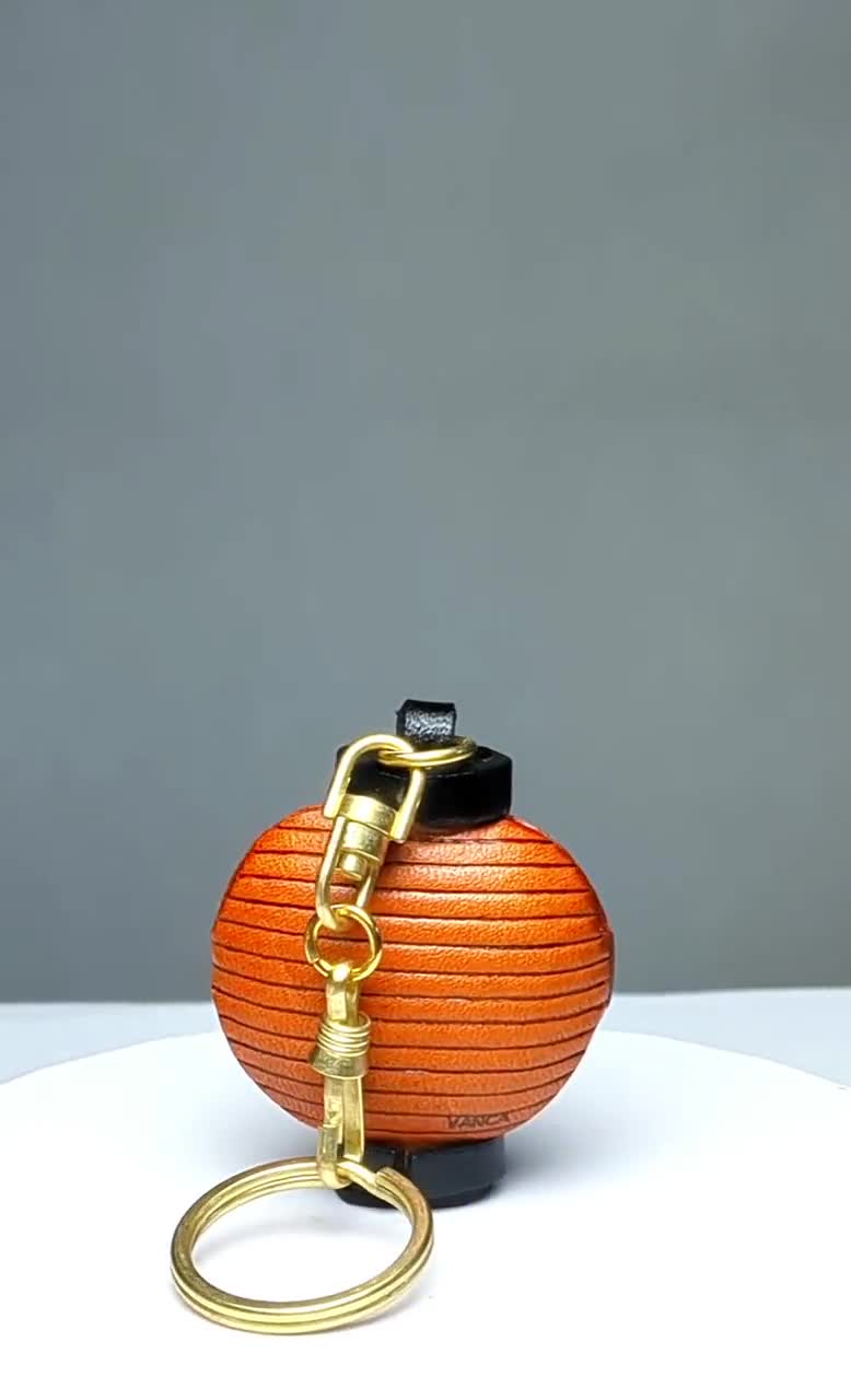 Japanese Lantern 3D Leather Keychain(l) *VANCA* Made in Japan