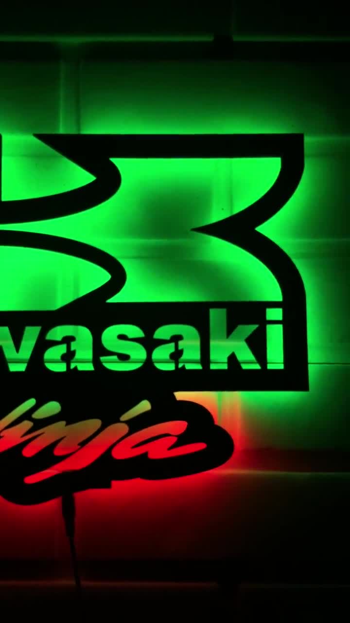 オーダー　ネオンサイン Kawasaki ロゴデザイン バイクネオンライト Kawasaki Ninja Led Sign, Kawasaki Ninja Wall Art, Kawasaki